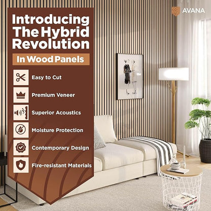 Avana Modern Acoustic Wood Wall Panels – 94.4 X 12.6 Inch White Oak Acoustic Panels 1 PC – Wall Panels For Interior Wall Decor for Homes, Offices, Studios – Sturdy And Durable Wood Panels For Wall