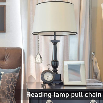 Patelai 4 Pieces Ceiling Fan Pull Chain Extender Ornament 12 Inch Ceiling Pull Chain Extension Classic Drop Shaped Pendant Beaded Ball Cord for Fan light lamp decorative with Connector(Silver)