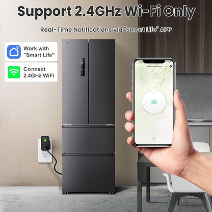 Power Failure Alarm WiFi, Smart Power Outage Alarm with App Notifications, Mini Size Freezer Alert with Loud 110dB & LED Indicator & Voltage Detection, Home Power Monitor for GFCI Trips, Sump Pump ﻿