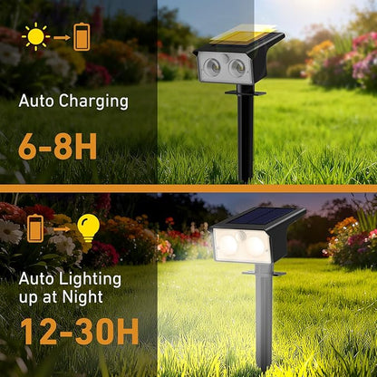 btfarm Solar Spot Lights Outdoor Waterproof, 4 Pack/3 Modes Motion Sensor Lights, Solar Powered Spotlights 2-in-1 Auto On/Off for Outside Pathway Yard Garden Landscape Lighting, Warm White