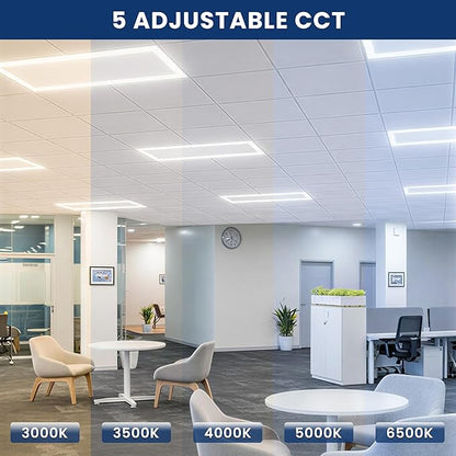 Nothing BUT LEDs 2x4 FT Edge-Lit Frame LED Flat Panel Light, 5CCT Selectable 3000K-6500K & 40W/50W/60W, 7500LM, 0-10V Dimmable, Drop Ceiling Lights Grid Fixture, ETL & DLC Listed, 100-277V, 4 Pack