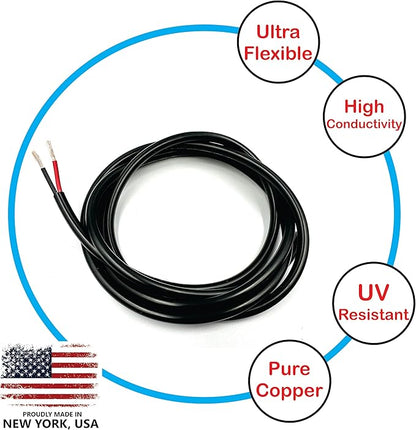 NATIONAL Wire & Cable – 12 AWG 2-Conductor Premium Copper Wire, 250 ft, Stranded | Made in USA, Heavy-Duty Flexible Jacket | Automotive, Solar, Home, RV, Indoor and Outdoor Use