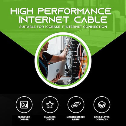 GEARit Cat 6 Ethernet Cable Pack - 100-Pack 0.5 ft Cat6 Ethernet Patch Cables | RJ45 Network Patch Cable, 10 Gbps Snagless Gold-Plated Connectors - Ethernet Cable Cat 6 for PC, TV, Router - Black