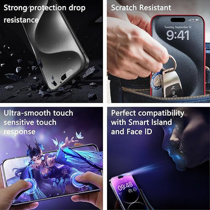 (2-Pack Anti Blue Light Matte Screen Protector for iPhone 16 Pro Max (6.9-Inch),9H Tempered Glass,Anti-Glare,Full Coverage,Anti-Fingerprint,Auto Dust Removal,Bubble-Free