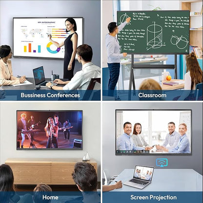 YIXZSWD Smart Board,55 Inch Interactive Whiteboard 4K Touchscreen Built in Ultra High Definition Camera Open App Ecosystem, Digital Presentation Electronic Smart WhiteBoard for Classroom Home Office