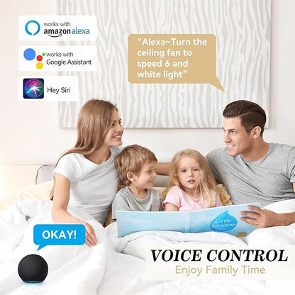 SMAAIR Smart Ceiling Fan with Light, 48inch Indoor and Outdoor ceiling fan with Remote, Compatible with Alexa/Google Assistant/Siri Shortcut, App control with Timer and Schedule(Walnut/Light Wood)