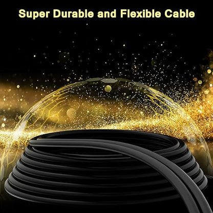 Right Angle RCA Cable 50 FT, 90 Degree 2RCA to 2RCA Stereo Audio Cable, Zinc Alloy Shell, Gold-Plated Plug, 2 RCA Audio Cord, for Home Theater, Subwoofer, HDTV, Amplifier, Hi-Fi System, Car, Speaker