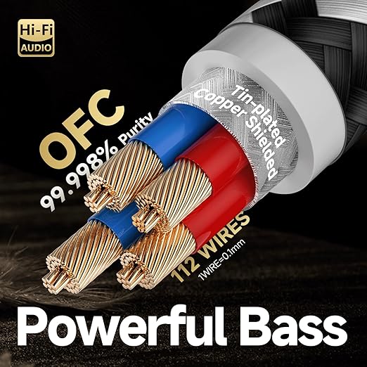 TODN HiFi RCA to RCA Audio Cables Audiophile with OFC Core for Subwoofer, Phono, Amplifiers, Speakers(6.5ft/2m, 1 Pair)