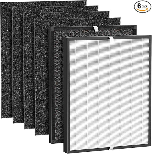 Elnuliros Premium Replacement Filter Compatible with AirDoctor AD3000 Air Cleaner Puri-fier, Not for AD3500 Version, Include 1 Premium Filter + 1 Carbon Filter + 4 Pre-Filters, Part # ADF3001, ADF3002