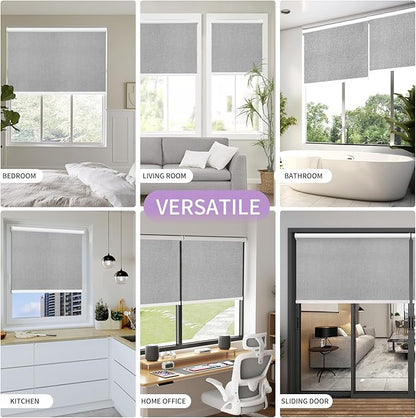 Astomi Motorized Blinds with Remote - Blackout Smart Roller Shades Compatible with Alexa & Goggle Home, Solar Rechargeable, Custom Size 22" - 100" for Indoor Window, Haze Grey