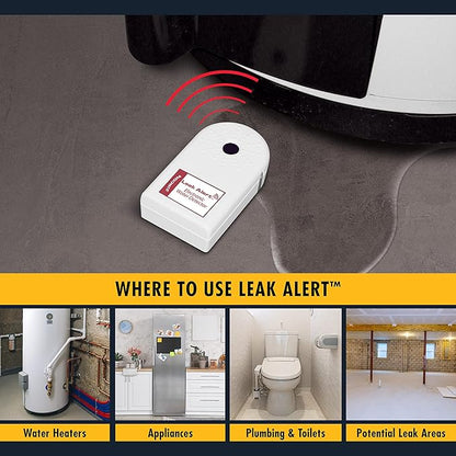 Zircon Leak Alert Water Leak Detector & Flood Sensor Alarm/Water Leak Sensor with Dual Leak Alarms 90dB Audio/Battery Powered (5 Pack) Batteries Not Incuded, (72310)