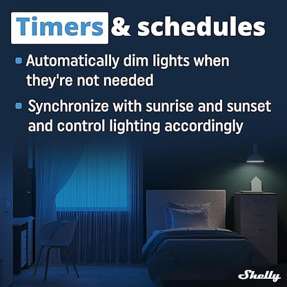 Shelly Plus Wall Dimmer UL | WiFi Smart Wall Dimmer Switch | Home Automation | Bluetooth Gateway | Compatible with Alexa, Home Assistant & Google | No Hub | Timer Schedule | Dimmable Lights