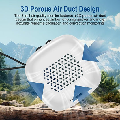 Portable Carbon Monoxide Detector,3-in-1 Rechargeable Co Monoxide Detector with Fahrenheit(°F/℃) & Humidity,Co Detector for Travel Camp Motor Home Basement Hotel