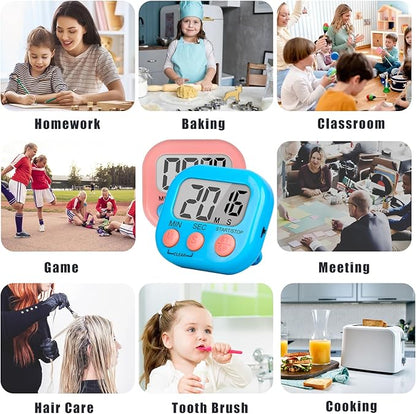 ZILLEEN Classroom Timer for Kids Teachers 12 Pack Digital Timers, Blue & Pink