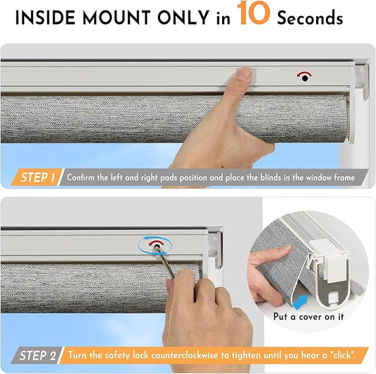 Persilux Smart Motorized Blinds with Remote, No Drill Automatic Roller Shades for Indoor Windows, Light Filtering Linen Fabric, Electric Blinds for Windows, Linen Grey C156-5, Custom Size