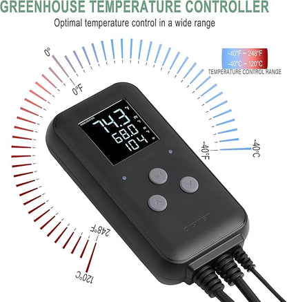 DIGITEN Waterproof Digital Temperature Controller for Aquarium, Greenhouse & Outdoor Heating - 10A Heat Mat Thermostat Controller