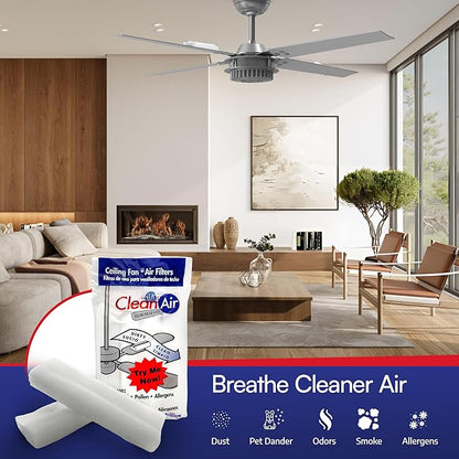 BioStrike Ceiling Fan Air Filter - Attachable Blade Cleaners - Easy-Install Air Cleaners for 3-5 Blade Fans - Made in USA (4 Pack, 8 Blade Filters Total)