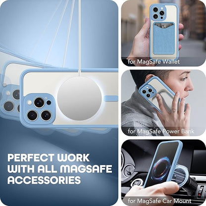 Magnetic for iPhone 15 Pro Max Case, Compatible with MagSafe, Built-in Privacy Screen Protector and Camera Protection, Anti Spy Full Body Dustproof Shockproof Hard Phone Case 6.7", Sky Blue