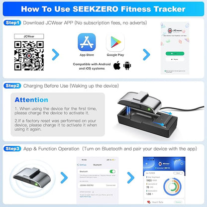 SEEKZERO Sleep Tracker, Activity & Fitness Trackers | Health Smart Bracelet 24/7 Heart Rate | Step & Calorie Counter | IP68 Waterproof Activity Tracker, Valentine’s Day Gifts for Family & Friends