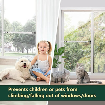 WooFog Window Security Bars Adjustable, Window Bars Security Inside Vertical, Heavy Window Ac Lock Bar with Rubber Feet for Up and Down Windows, 17-32 inch Double Hung Window Stopper -2 PCS Patented