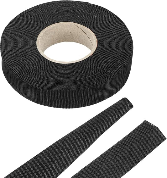 MECCANIXITY Braided Cable Sleeves Heat Shrinkable Fabric Sleeving, 5/8" 40ft Black 2:1 Ratio Heat Shrinkable Cord Protector for Harness Cable, Network Cable Protection, Cable Management