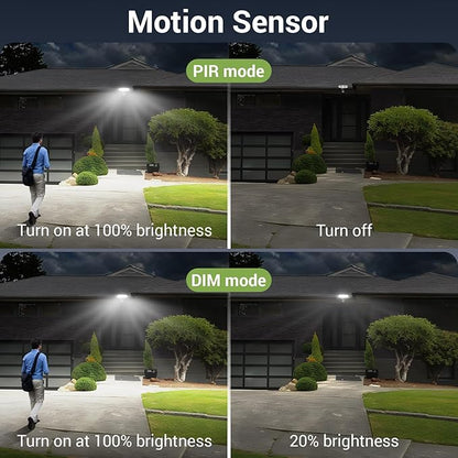 NOVOSTELLA Security Lights Motion Sensor Outdoor, 2Pack LED Flood Lights with Remote, Dusk to Dawn 45W 5000lm 5000K, 3 Heads Wired Wall Adjustable Floodlights, IP65 Waterproof for Garage Yard House