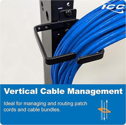 ICC 3” Metal Cable Management Ring, Vertical, Rack or Wall Mount, Pack of 10 – Cable Organizer for Network Racks and Wiring Systems