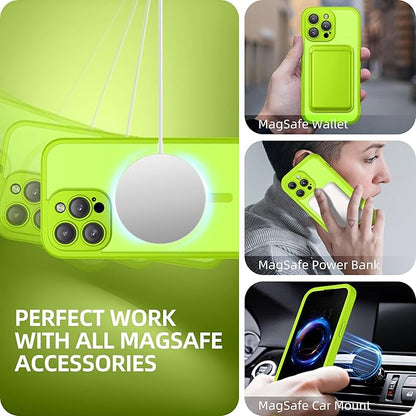 BERFY Magnetic for iPhone 14 Pro Max Case,Compatible with MagSafe,Built-in Privacy Screen Protector and Upgraded Camera Protection,Anti-Spy Full Body Shockproof Phone Case for 14 Pro Max, Bright Green
