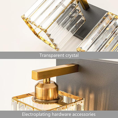 FDPBY Modern Bathroom Vanity Light 5-Lights Black Gold Crystal Bathroom Wall Light Vanity Light Fixtures，36.22-inch Modern Minimalist Design