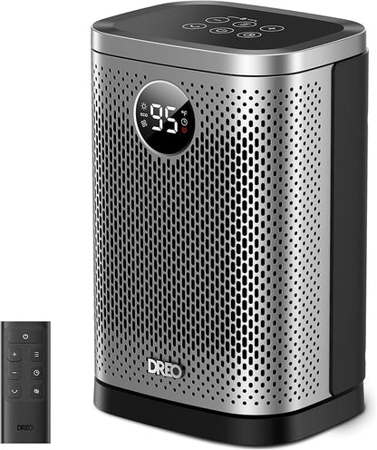 DREO Space Heater for Indoor, Portable Heater, 1500W Compact Ceramic Convection Electric Space Heater,70°Oscillating, Remote, 3-Heat Levels