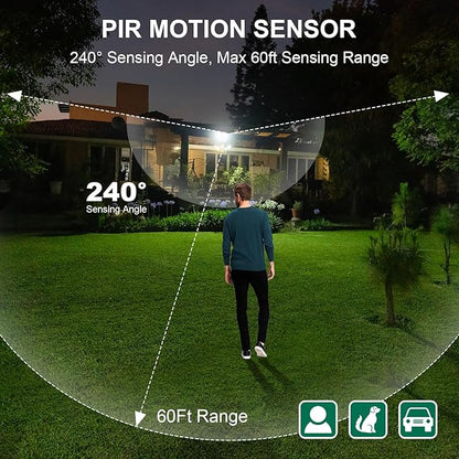 TREEWELL 2 Pack 240-Degree Replacement Motion Sensor, Adjustable LUX(5-300) & Time & Detection Sensitivity Up to 60 Feet Range, 3 Working Modes Outdoor Motion Detector for Security Floodlight, White