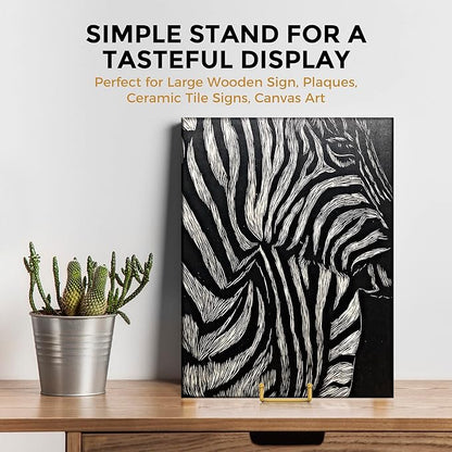 TR-LIFE 8 Inch Large Plate Stands for Display - Metal Plate Holder Display Stand + Frame Holder Stand for Picture, Decorative Plate, Platter, Plaques, Book, Photo Easel Tabletop (Gold 2 Pack)