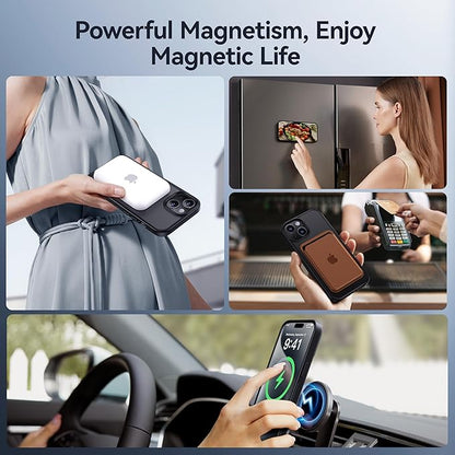 CASEKOO Designed for iPhone 15 Case with Magnetic Invisible Stand [Military Drop Protection] [Compatible with MagSafe] Shockproof Slim Translucent Matte Case 6.1 Inch, Black