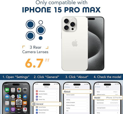 Magnetic for iPhone 15 Pro Max Case, Compatible with MagSafe, Built-in Privacy Screen Protector and Camera Protection, Anti Spy Full Body Dustproof Shockproof Hard Phone Case 6.7", Sky Blue