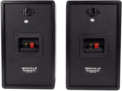 Rockville Pair RockShelf 64B V2 400W Black 6.5" Bookshelf Speakers, 4 Ohm, Kevlar Woofers, Silk Dome Tweeter, Wall-Mountable, for Home Theater and Music Enthusiasts