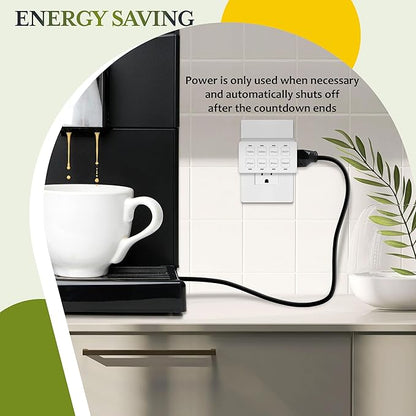 TG 8-Hour Indoor Countdown Plug-in Timer, Timer for Electrical Outlets, 15-30 Min 1-2-4-8 Hour, for Fans or Lights, UL Listed, 1/4 HP, 2 Pack