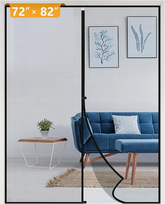 yotache Wide Screen Door with Magnets Fits Door Size 72 x 82, Screen Size 74" x 83" Retractable Net Hanging Tools Free Installation for Patio Walk Thru Sliding Door