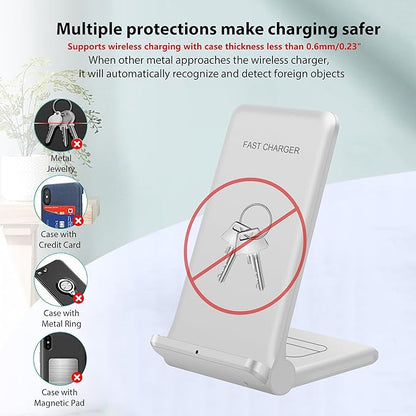 2 in 1 Wireless Charger,Foldable 20W Fast Wireless Charging Stand Compatible with iPhone 16/16 Pro/15/14/13/12/X/AirPods,Dual Phone Induction Charge Station for Samsung,Pixel,Xperia,LG(No Plug)