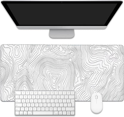 EOBKLAX Mouse Pad,Topographic Line Desk Mat for Desktop,Desk Pad with Non-Slip Base and Stitched Edge,Extended Mousepad for Office and Home 35.4X15.7 Inch