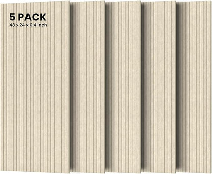 5 Pack Acoustic Panels, 48 x 24x 0.4 Inch Sound Proof Panels for Walls, Premium Wall Sound Absorbing Panels, Decorative Sound Dampening Panels for Media Room, Office and Studio,Camel