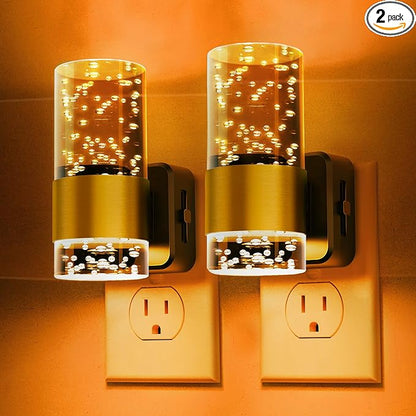 Night lights plug into wall, Amber Night Light with Adjustable Brightness, Plug in NightLight with Auto Light Sensor, Wall Sconce-style Design Night Light for Bathroom,Hallway, 2 Pack