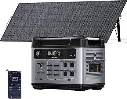 OUKITEL P2001 Plus 2400W Solar Generator with 500W Solar Panel, 2048Wh Solar power station with 4 AC Outlets (5000W Peak), 1.5H Full Charging, APP Control Battery Backup for Home, Camping & RVs
