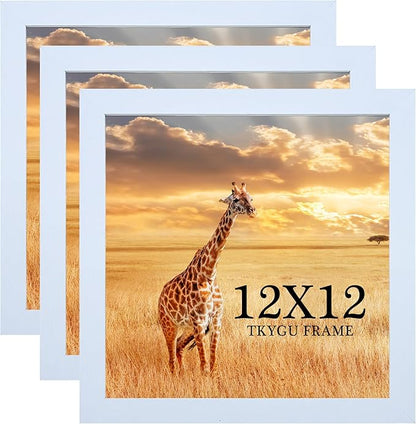 TKYGU 12x12 Picture Frame Set of 3, white Wooden Frame 12by12 Square Wall Gallery Poster Photo frame with Durable Shatter Resistant Plexiglass for Wall Hanging best gift