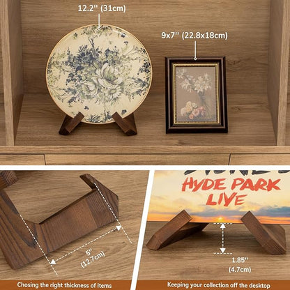 ANBOXIT Bowl Stands for Display, 6.5 Inch Plate Holder, Wooden Easel Frame Holder, Display Stand for Large Deep Platters and Dishes, 6.5" H x 8.5" W x 7.8" D (For Bowls under 5" in Depth)