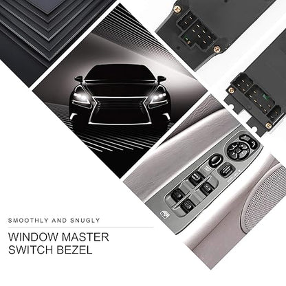 BASIKER Master Power Window Switch and Bezel Driver Side and Window Bezel Passenger Side Replacements for 2002-2010 Dodge Ram 1500 2500 3500, Grey
