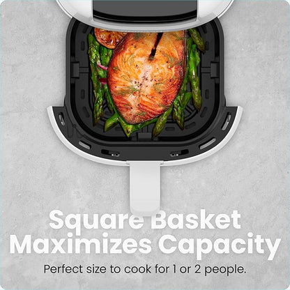 CHEFMAN 2 Qt Mini Air Fryer – Digital Space-Saving Compact Air Fryer with Nonstick and Dishwasher Safe Basket, Quick & Easy Meals in Minutes, Features Digital Timer and Shake Reminder – White