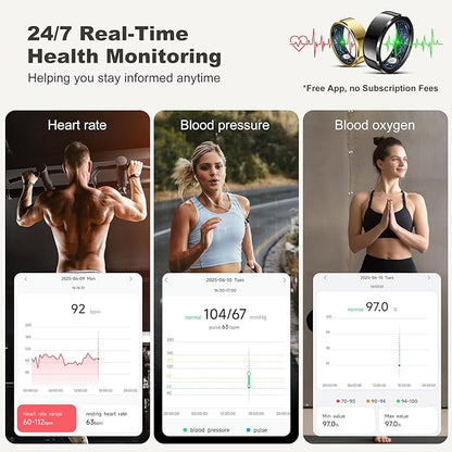 RIFESI Smart Ring for Women Men, Fashion Minimalist Fitness Ring & Sleep Tracker Ring with Heart Rate, Blood Pressure,5ATM Waterproof Health Ring,Gifts for Women Men Gift,No Subscription (8,Black)