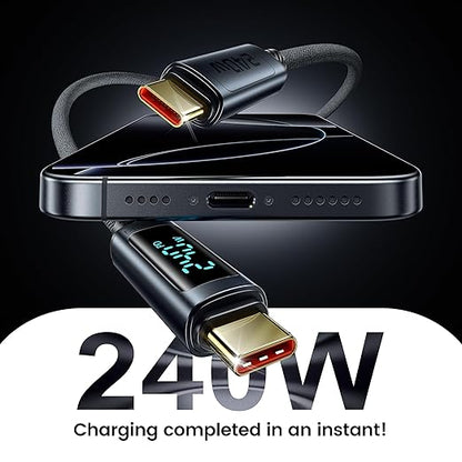 toocki USB C Cable [2Pack,6.6ft] 240W Fast Charging Cord with LED Display Compatible with iPhone 17 16 15 Pro Plus Pro Max Air, iPad Pro, Samsung Galaxy S25 S24, Switch, MacBook Air, Pixel