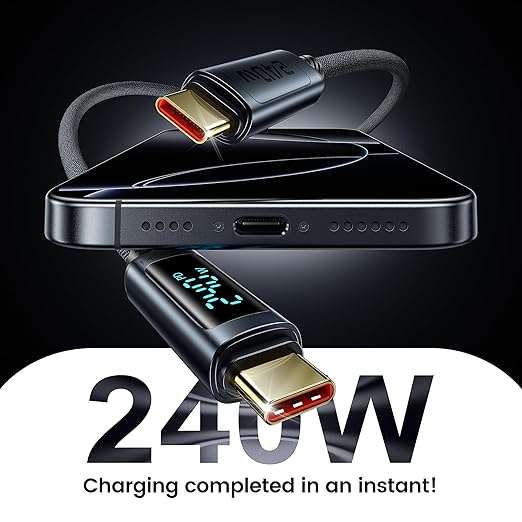 toocki USB C Cable 6.6ft 240W Fast Charging Cord with LED Display Compatible with iPhone 17 16 15 Pro Plus Pro Max Air, iPad Pro, Samsung Galaxy S24 S23, Switch, MacBook Air, Pixel