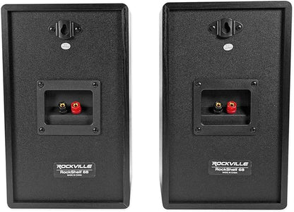 Rockville Pair RockShelf 68B V2 400W Black 6.5" Home Bookshelf Speakers, 8 Ohm, Kevlar Woofers, Silk Dome Tweeters, Wall-Mountable, for Home Theater and Stereo Systems